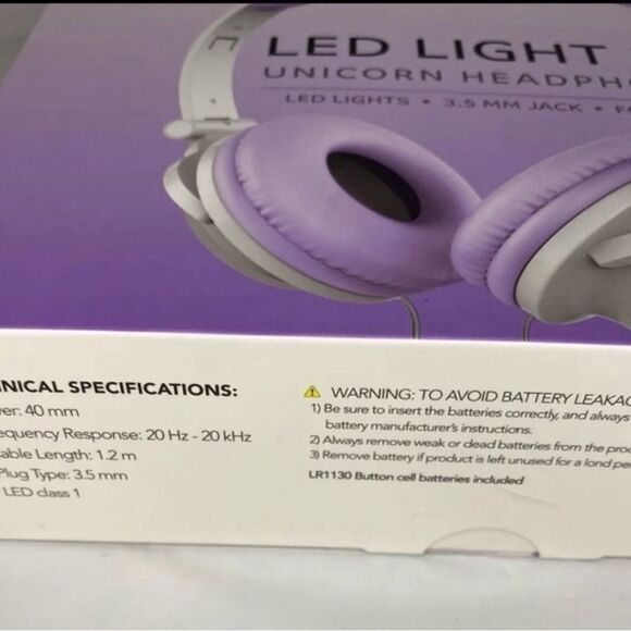 Unicorn light up LED headphone purple - Picture 4 of 4